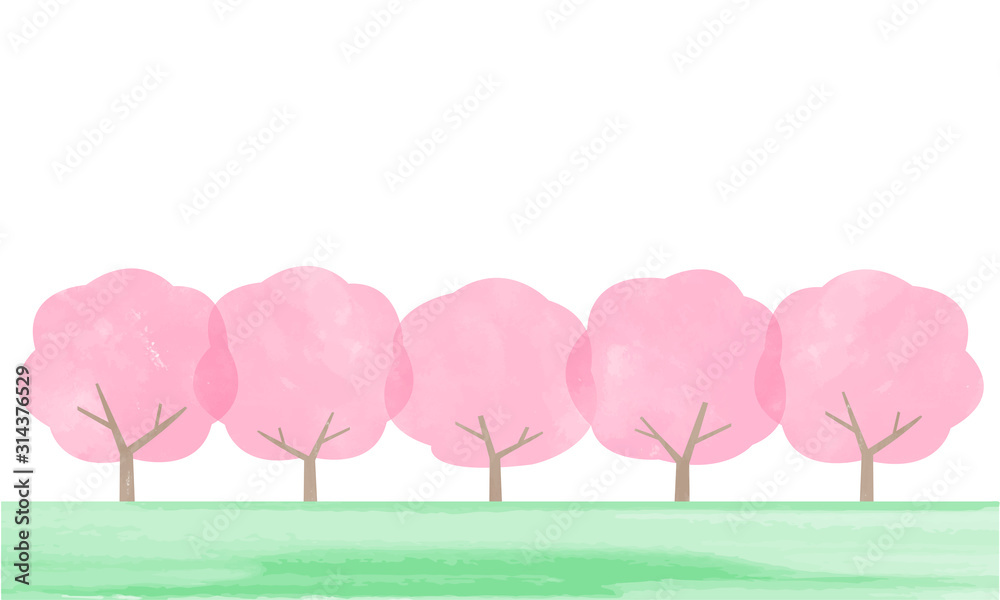 桜並木の水彩風イラスト Stock Vector Adobe Stock