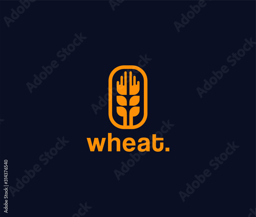 organic wheat logo icon vector template design element