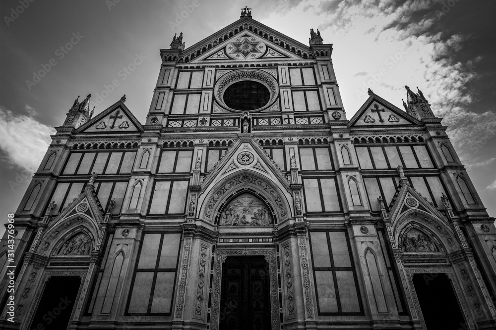 Old Italian church in black and white