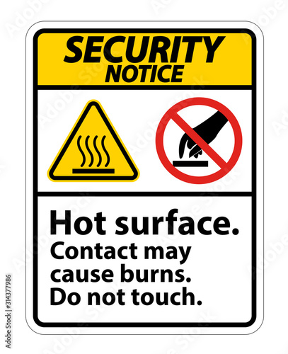 Seurity Notice Hot Surface Do Not Touch Symbol Sign Isolate on White Background,Vector Illustration