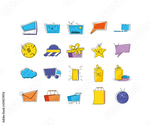 Isolated shopping and ecommerce icon set vector design