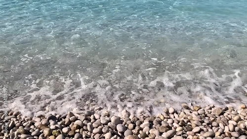 Waves of the Mediterranean Sea. Slow motion footage. Summer vacation concept