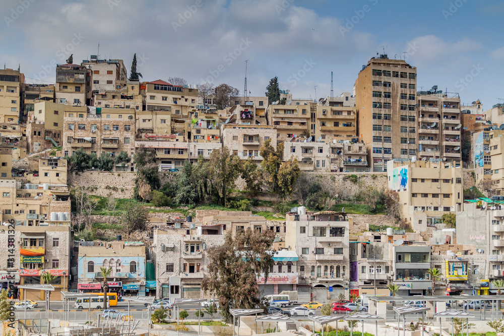 AMMAN, JORDAN - MARCH 19, 2017: Hashemite Plaza and surroundings in the center of Amman.