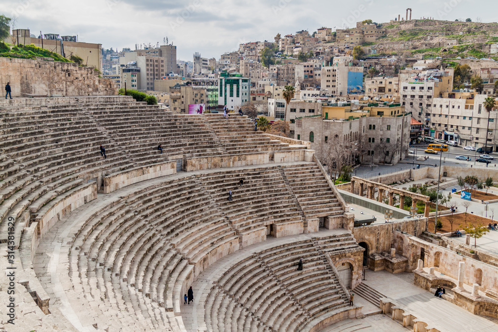 AMMAN, JORDAN - MARCH 19, 2017: View of the Roman Theatre in Amman.