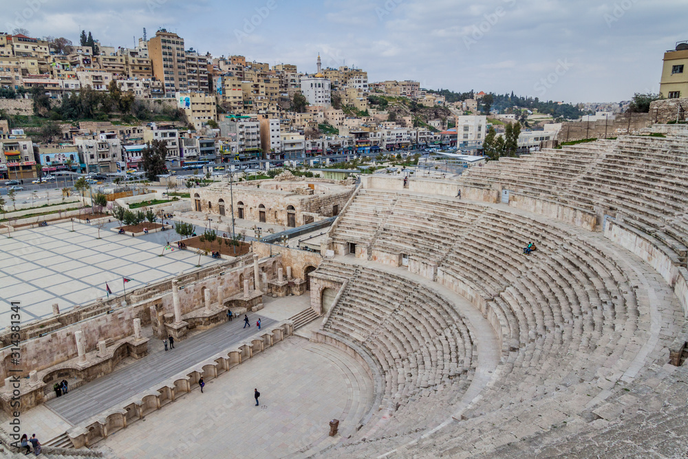 AMMAN, JORDAN - MARCH 19, 2017: View of the Roman Theatre in Amman, Jordan