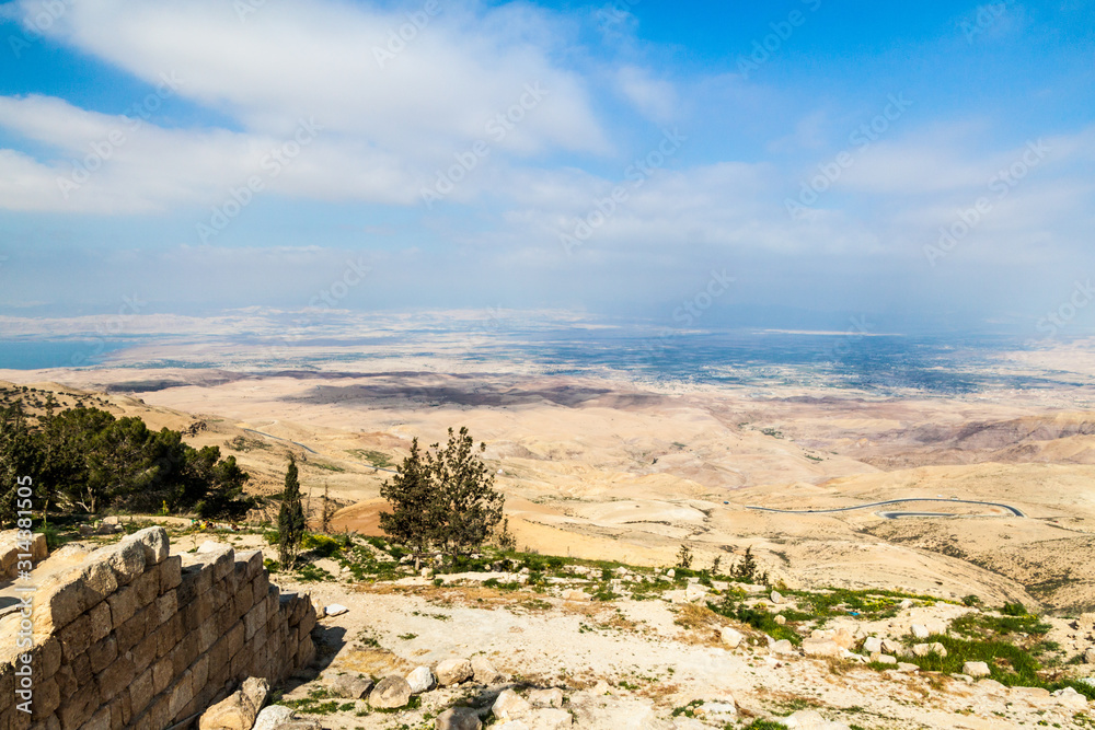 Landscape of the Holy Land as viewed from the Mount Nebo, Jordan