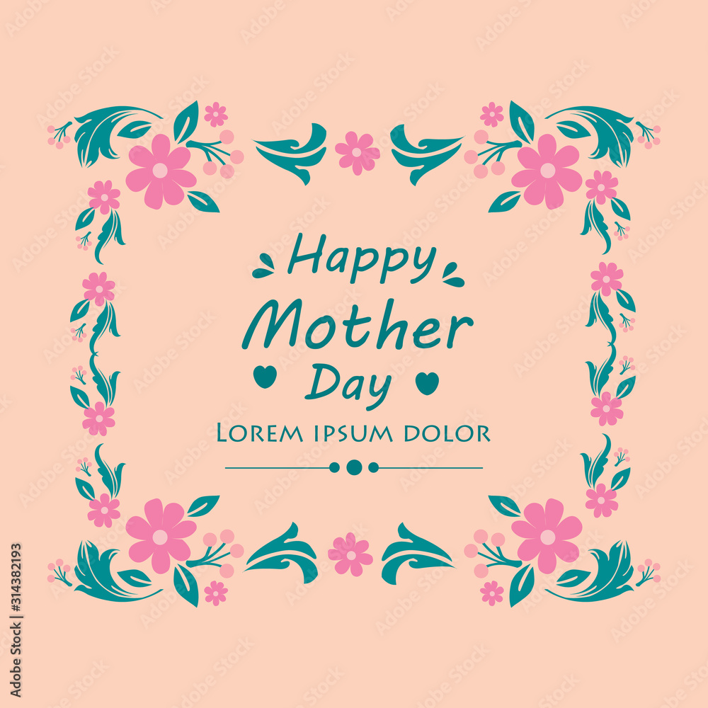 Simple shape pattern of leaf and flower frame, for happy mother day greeting card design. Vector Simple shape pattern of leaf and flower frame, for happy mother day greeting card design. Vector