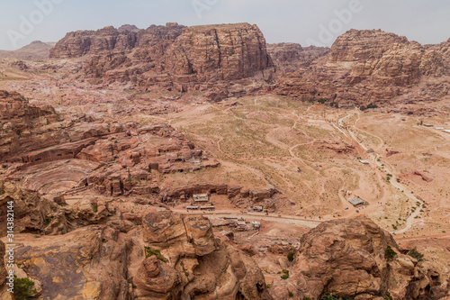 Aerial view of the ancient city Petra  Jordan