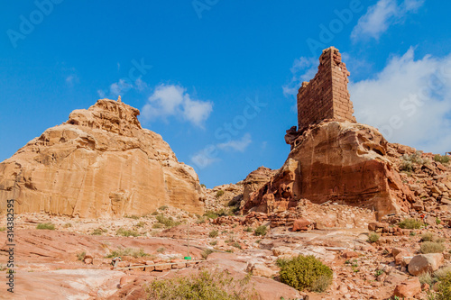 Ruins at the High Place of Sacrifice in the ancient city Petra, Jordan