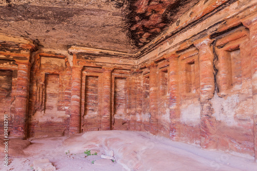 Colored Triclinium in the ancient city Petra, Jordan photo