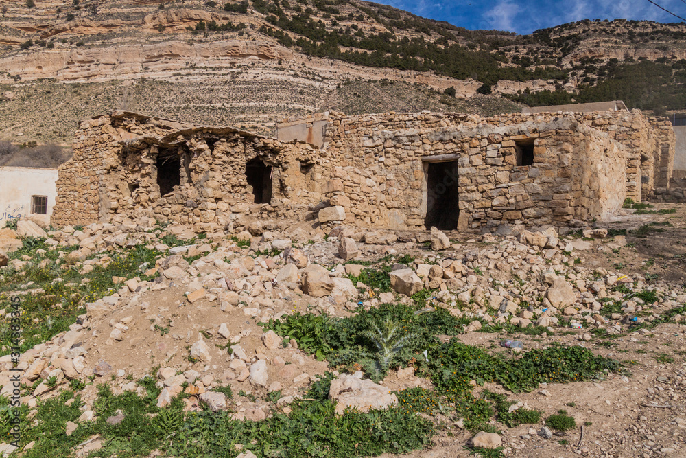 Houses made of stone in Dana village, Jordan