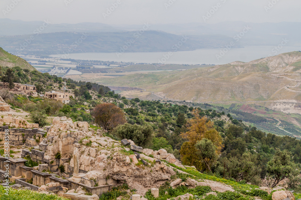 View of the Sea of Galilee from the ruins of Umm Qais, Jordan