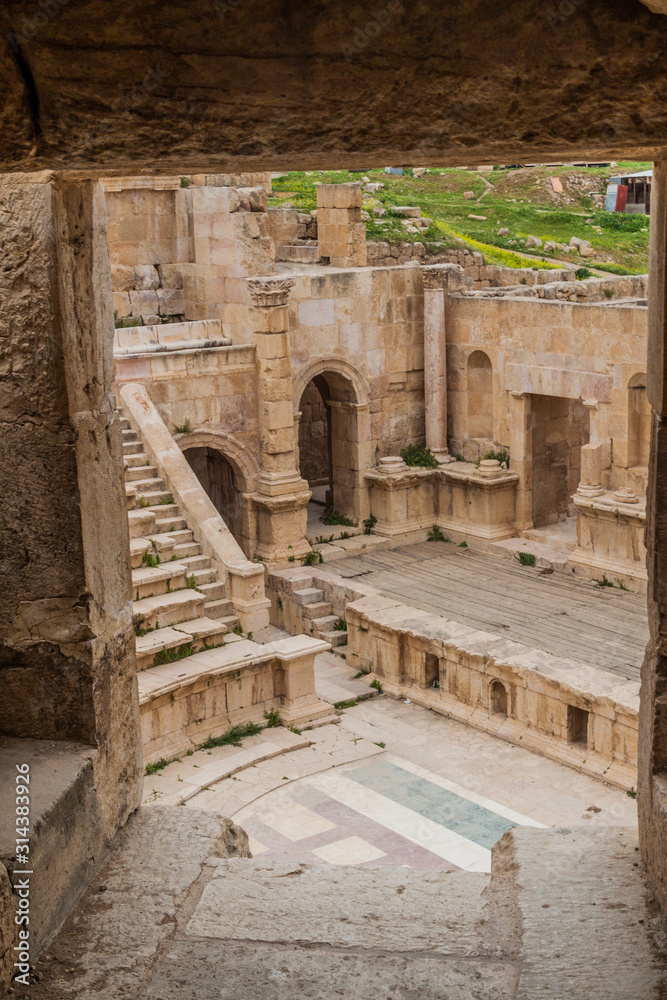 Fototapeta premium Ruins of the Northern Theatre in Jerash, Jordan