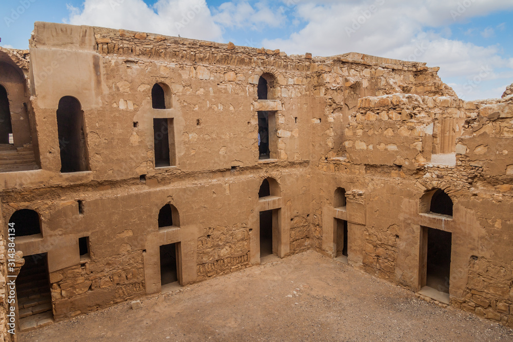 Courtyard of Qasr Kharana (sometimes Harrana, al-Kharanah, Kharaneh, Kharana or Hraneh), desert castle in eastern Jordan