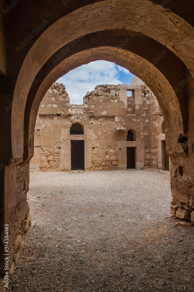 Ruins of  Qasr Kharana (sometimes Harrana, al-Kharanah, Kharaneh or Hraneh), desert castle in eastern Jordan