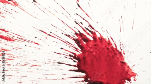 Blood spattered on a white background