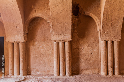 Wall of  Qasr Kharana (sometimes Harrana, al-Kharanah, Kharaneh, Kharana or Hraneh), desert castle in eastern Jordan photo