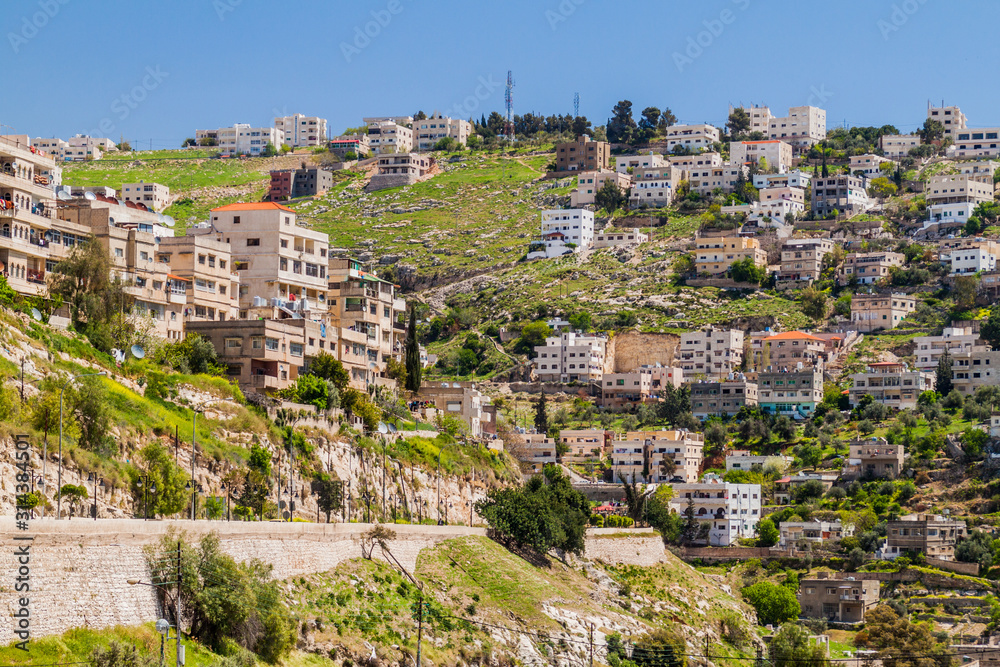 Houses on a slope in Salt town, Jordan