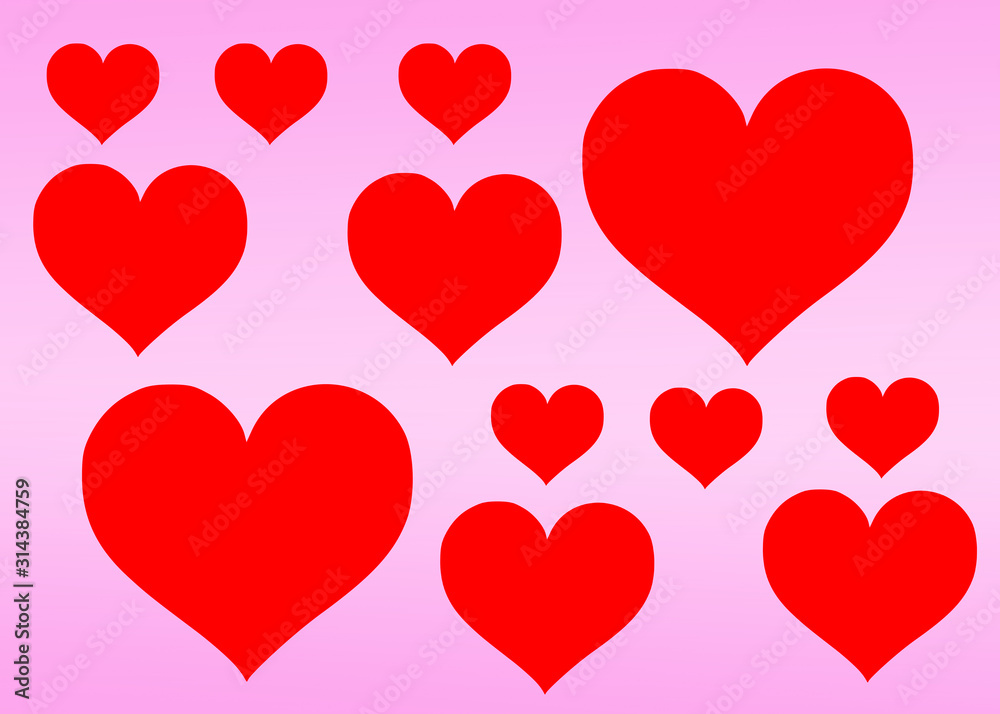 Valentine day background with red heart on pink background - Valentine's day hearts cute love banner or greeting card