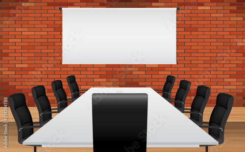chairs with table in the meeting room	