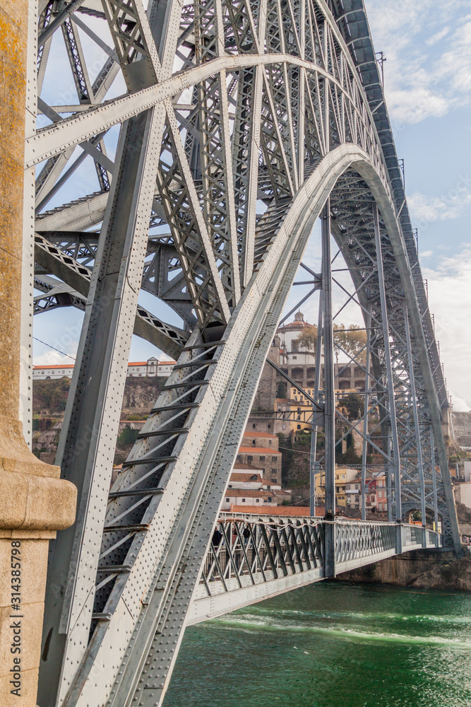 Dom Luis bridge over Douro river in Porto, Portugal