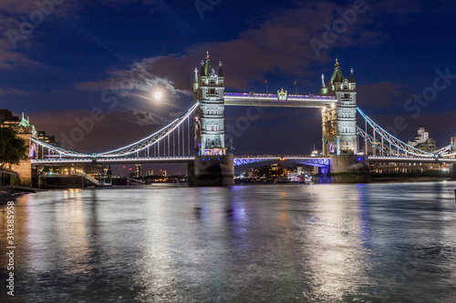 Night view of Tower Bridge in  London  United Kingdom