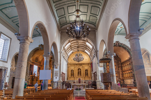 FARO, PORTUGAL - OCTOBER 6, 2017: Interior of  the Cathedral of Faro (Se de Faro), Portugal