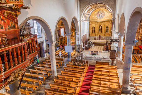 FARO, PORTUGAL - OCTOBER 6, 2017: Interior of  the Cathedral of Faro (Se de Faro), Portugal