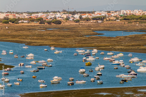 View of the boats in Faro, Portugal