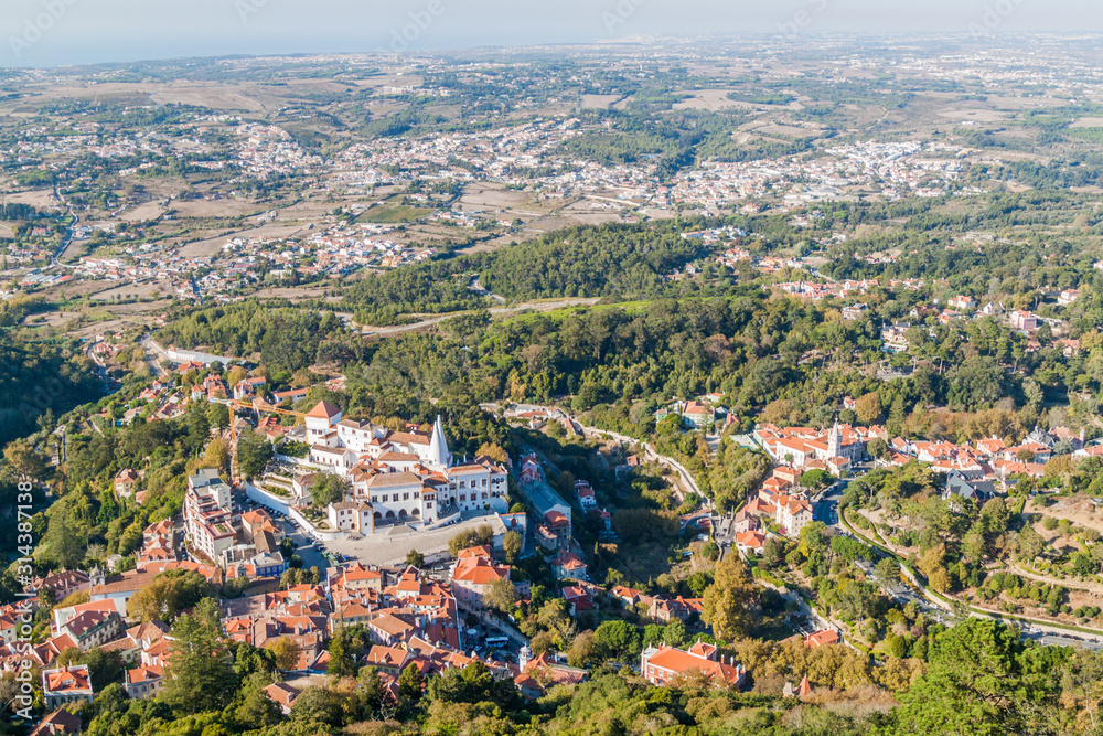 Aerial view of Sintra town in Portugal