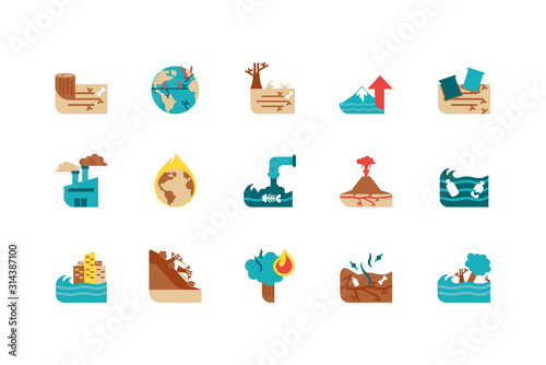 Isolated climate change icon set vector design