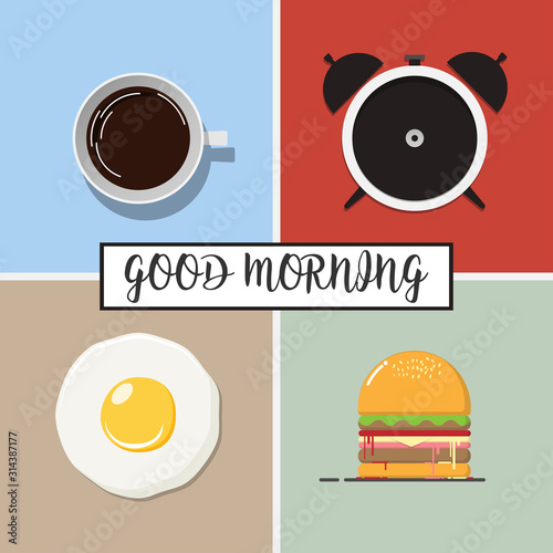 Vector Flat icon Design of Good morning, illustration.