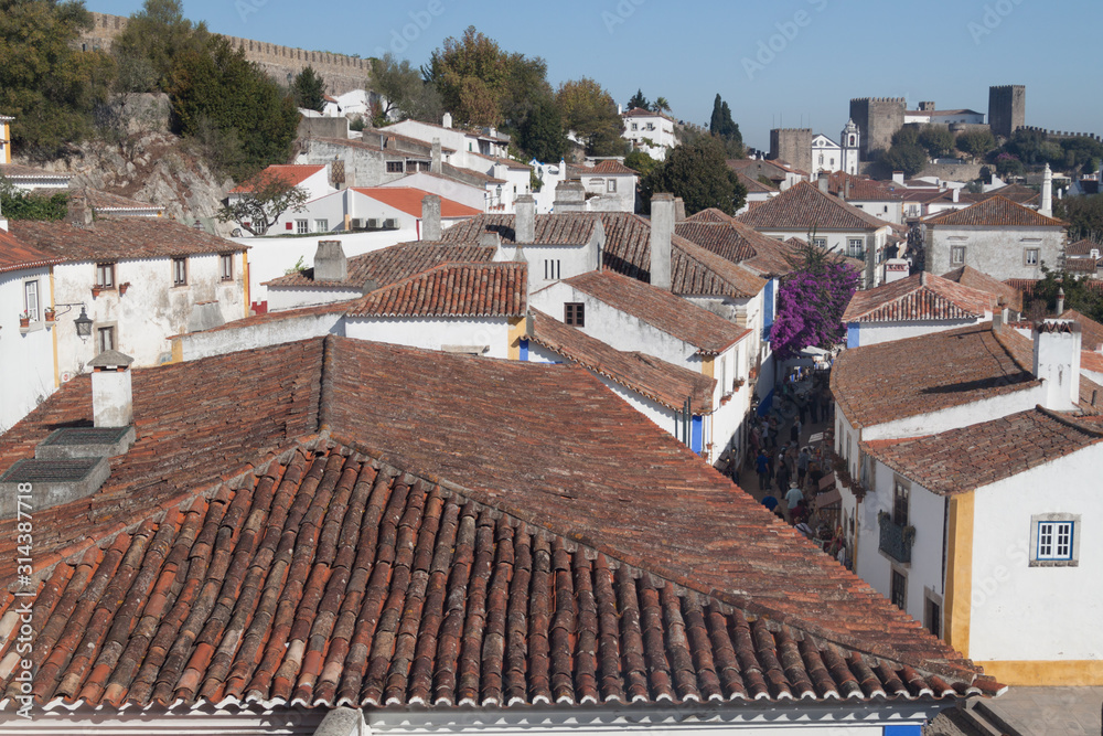 OBIDOS, PORTUGAL - OCTOBER 12, 2017: View of Obidos village, Portugal
