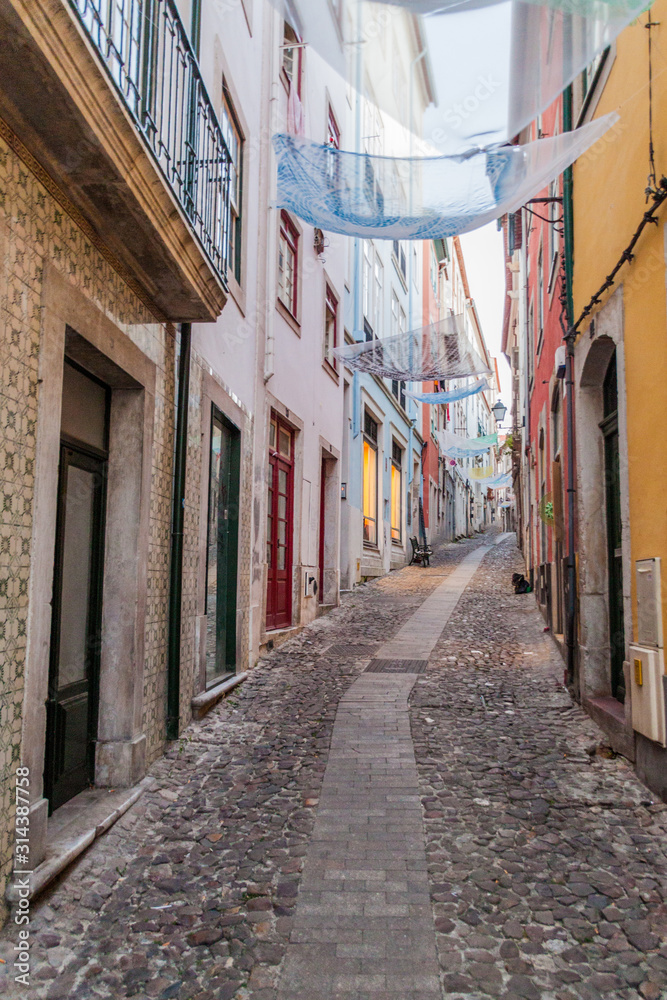 Narrow alley in the center of Coimbra, Portugal