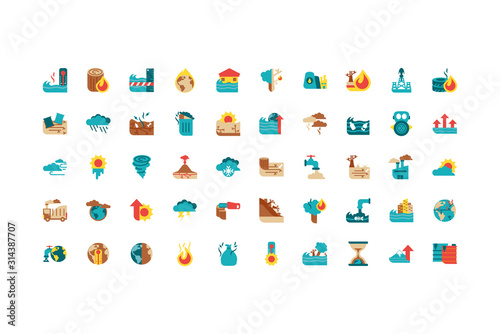 Isolated climate change icon set vector design