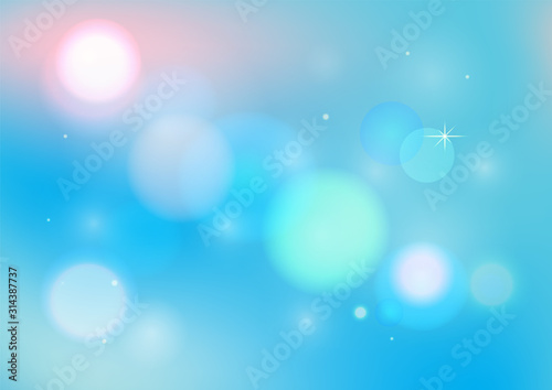 Abstract blue bokeh light background. Vector illustration
