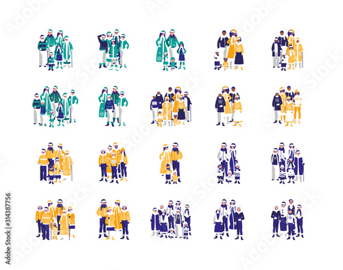 Set of mothers fathers kids and grandparents vector design