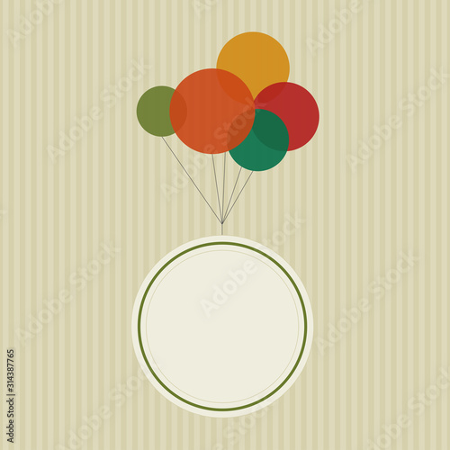 Colorful ball and greetings card, vintage style. Vector illustrations
