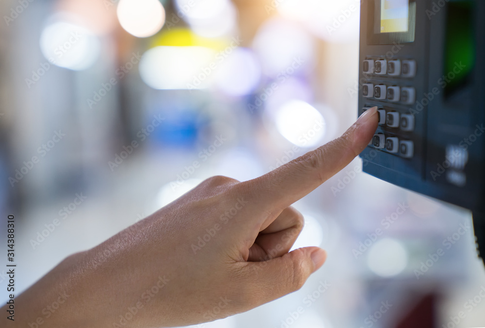Finger print and key card scan for enter security system. Stock Photo ...
