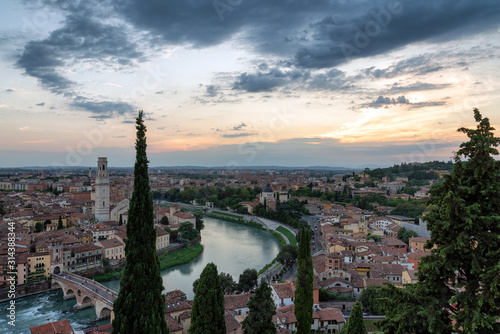 Beautiful aerial view of Verona, Italy