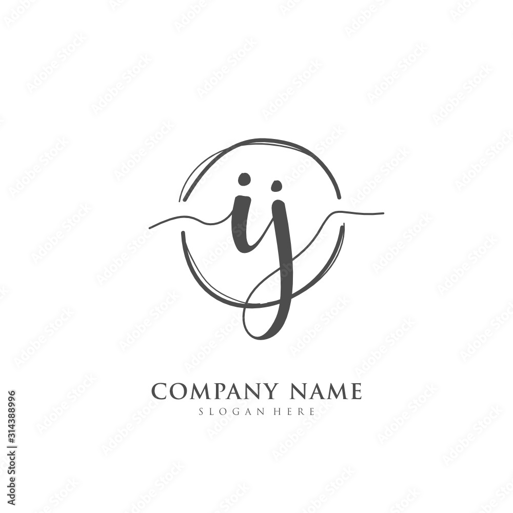 Handwritten initial letter I J IJ for identity and logo. Vector logo template with handwriting and signature style. Handwritten initial letter I J IJ for identity and logo. Vector logo template with handwriting and signature style.