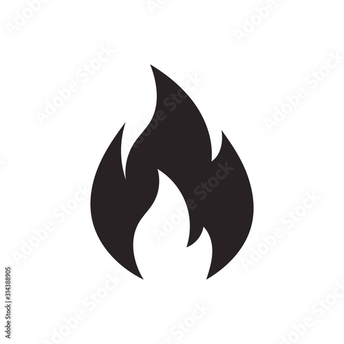 Fire flame logo vector illustration design template. Fire flame icon. Black icon isolated on white background. Fire flame silhouette. Simple icon.