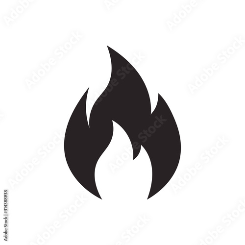 Fire flame logo vector illustration design template. Fire flame icon. Black icon isolated on white background. Fire flame silhouette. Simple icon.