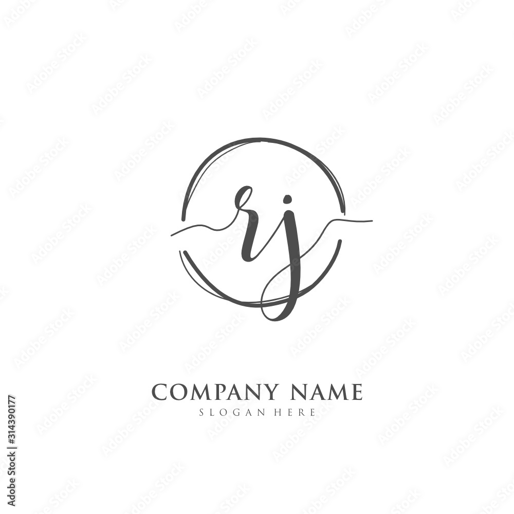 Handwritten initial letter R J RJ for identity and logo. Vector logo template with handwriting and signature style. Handwritten initial letter R J RJ for identity and logo. Vector logo template with handwriting and signature style.