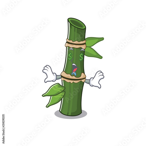 Happy rich bamboo with Money eye cartoon character style