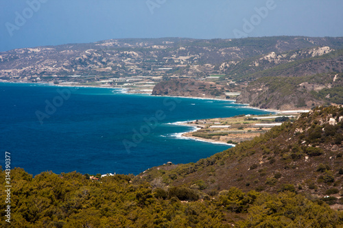 beautiful view of the sea and mountains on the island of Rhodes © Kooper