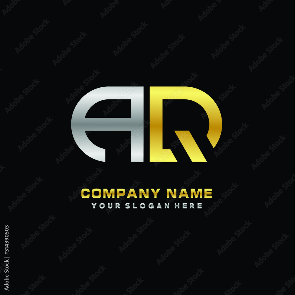 AQ initial letters looping linked oval elegant logo silver, gold AQ initial letters looping linked oval elegant logo silver, gold