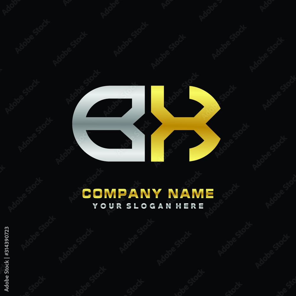BX initial letters looping linked oval elegant logo silver, gold BX initial letters looping linked oval elegant logo silver, gold
