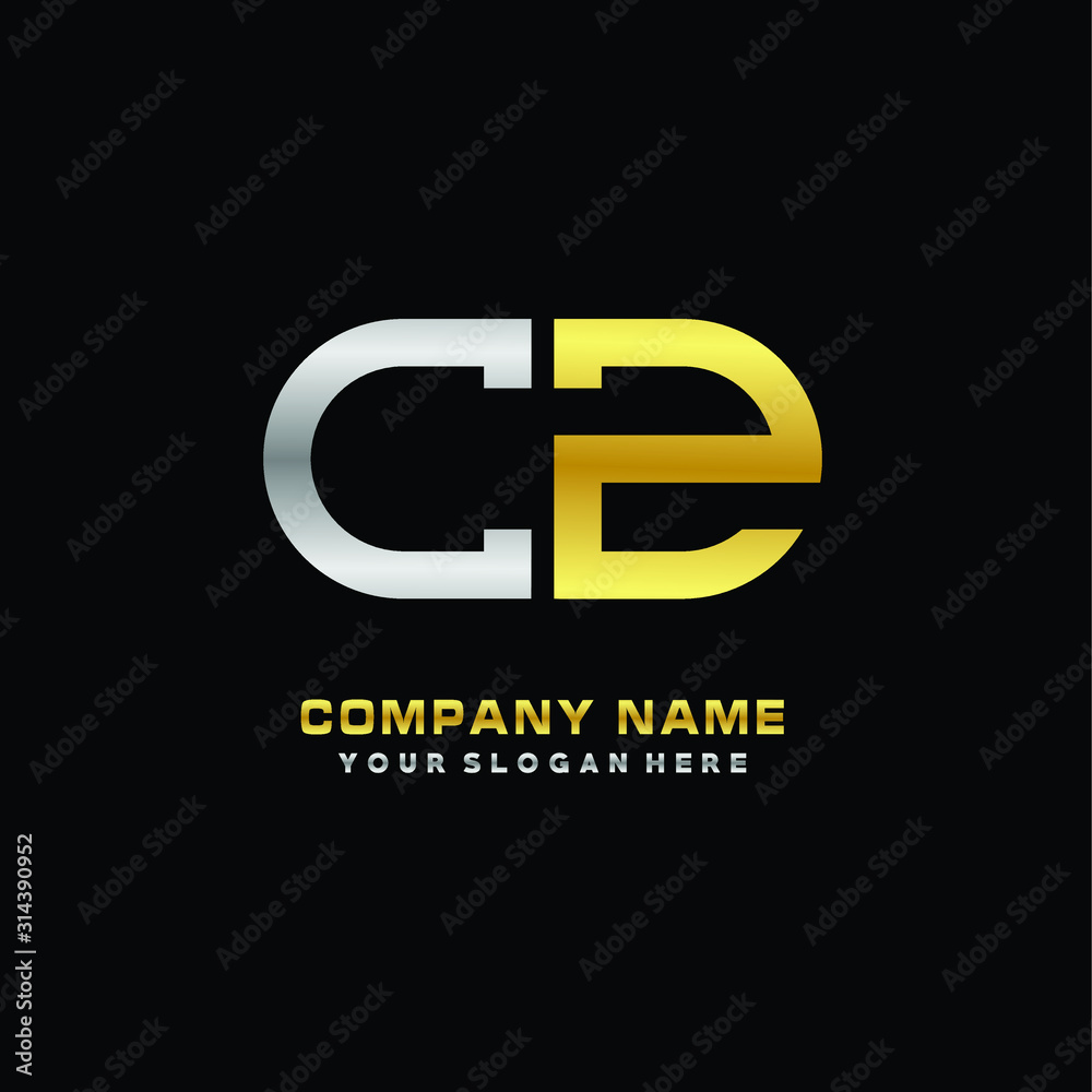 Obraz premium CZ initial letters looping linked oval elegant logo silver, gold