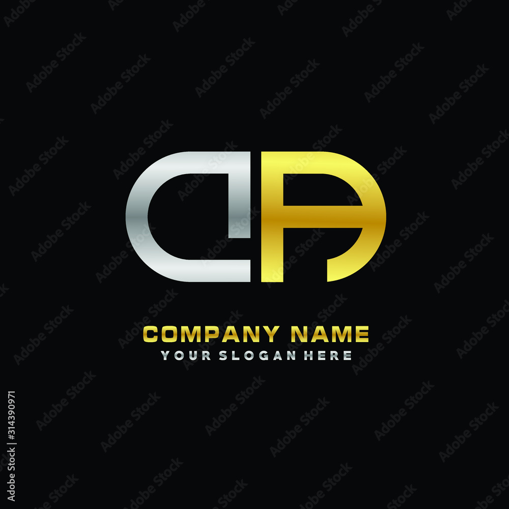 DA initial letters looping linked oval elegant logo silver, gold DA initial letters looping linked oval elegant logo silver, gold
